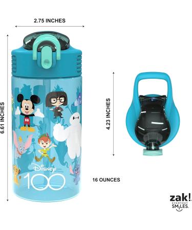 Zak Designs Disney 100 Kids Water Bottle 16oz 2-Pack - Durable Plastic, Leak-Proof, Straw Handle - Ideal for School or Travel (Disney & Pixar) - Buy Online on GoSupps.com
