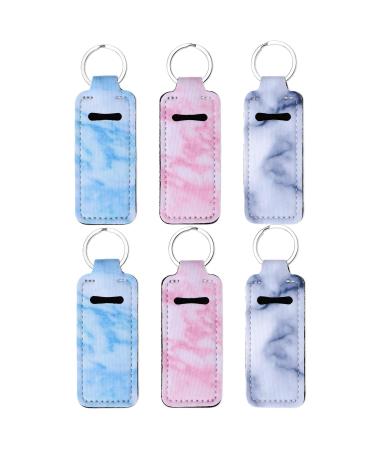 Prasacco 6 Pieces Chapstick Holder Keychain Colorful Lipstick Holder for Women Lip Balm Holder for Lipstick Lipstick Sleeve Pouch Lipstick Pocket for Chapstick Tracker Safeguard Travel Accessories