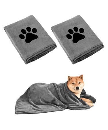 Naoketent dog towel extra absorbent 2 pieces of microfiber towels dog hollow cloth for dogs and cats gray quick -dry pet microfiber towels towel dog extra absorbent