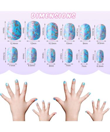 120 Pcs Girls Blue Press-On Fake Nails | Children s Full Cover Artificial Nail Tips for Nail Art Decoration - Buy Online on GoSupps.com