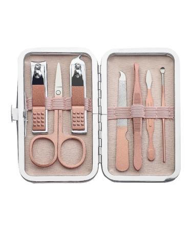 Nail Scissors Manicure Set Professional Nail Clipper Kit Stainless Steel Manicure Kit Nail Care Tools for Home Workplace Gift Giving Toenail Clippers (Color : Pink A)