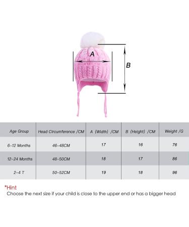 LANGZHEN Toddler Winter Hat Earflap Knit Cap Fleece Lined Beanie - Pink (1-2 Years) - Buy Online on GoSupps.com