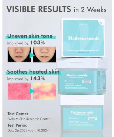 DERMAL Madecassoside Blemish Control Pad - Vegan Korean Toner for Blemish & Tone Improvement with Centella Asiatica - 120 High Capacity Tencel Sheets - Buy Online on GoSupps.com