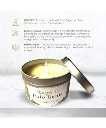 Chandelita Fragrance Candle | Natural Essential Oil Soy Wax | Chakra Aromatherapy Candle for Meditation & Cleansing - Sage & Palo Santo - Buy Online on GoSupps.com