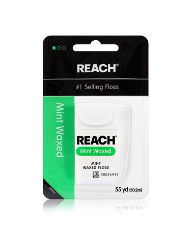 Reach Waxed Dental Floss | Effective Plaque Removal Extra Wide Cleaning Surface | Shred Resistance & Tension Slides Smoothly & Easily PFAS FREE | Mint Flavored 55 Yards 1 Pack 1 Pack Reach Waxed Dental Floss