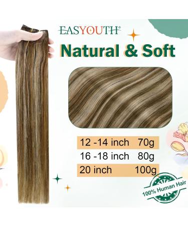 Easyouth Brown Highlight Wire Human Hair Extensions 12 Inch 70g - Invisible Fish Wire Hair #4P27 - Buy Online on GoSupps.com
