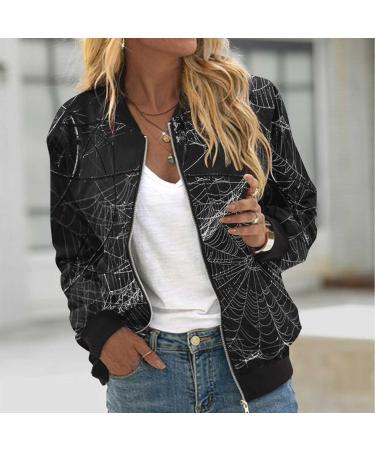 oelaio Women's Printed Cardigan Jacket Zippered Jacket Long Sleeved Casual Jacket Jacket Black Small - Buy Online on GoSupps.com