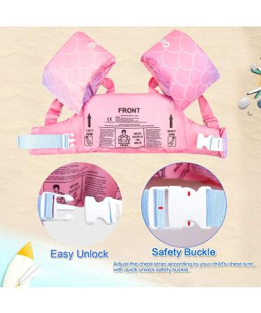 Kids Swim Vest - Toddler Floaties for Girls and Boys 20-50 lbs - Pink Mermaid Design with Water Wings and Shoulder Strap - Pool Float Jacket for Children Ages 2-6 - Buy Online on GoSupps.com