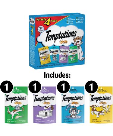 Buy TEMPTATIONS Classic Cat Treats Variety Pack - Crunchy & Soft (4) 3oz Pouches - Buy Online on GoSupps.com