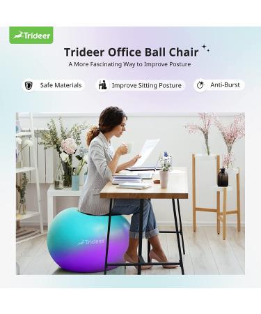 Trideer Dreamy Exercise Ball 65cm - Yoga Ball for Home Gym, Desk Chair - Fitness & Physical Therapy - Quick Pump Included - Buy Online on GoSupps.com