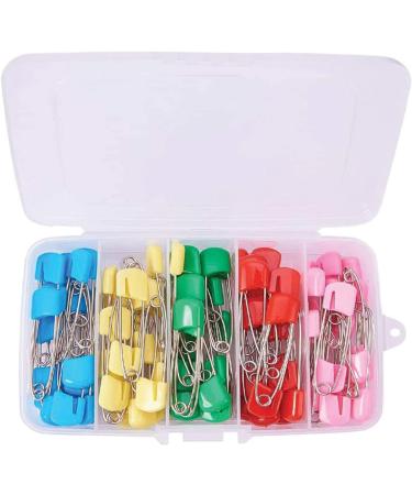Trimming Shop 100pcs Stainless Steel Safety Pins with Plastic Head - Baby Nappy Fastening & Crafting - Assorted Colour (5cm) - Buy Online on GoSupps.com