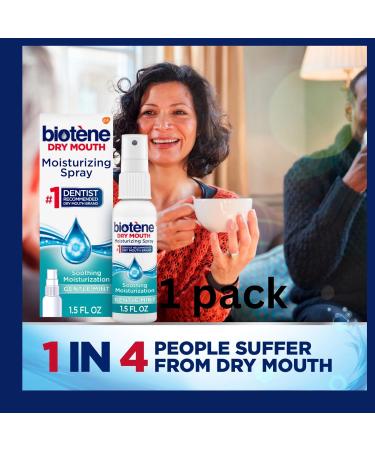 Nour Nutri Health 1 Pack of Biotene Moisturizing Dry Mouth Spray Moisturizing Spray for Dry Mouth and Bad Breath Gentle Mint - 1.5 fl oz + Vitamin and Mineral Exclusive Guide - Buy Online on GoSupps.com