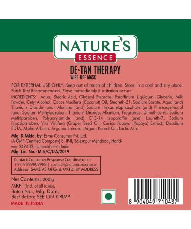 Nature's Essence De-Tan Therapy Wipe-Off Mask 200ml - Brighten and Revitalize Your Skin | International Shipping Available - Buy Online on GoSupps.com
