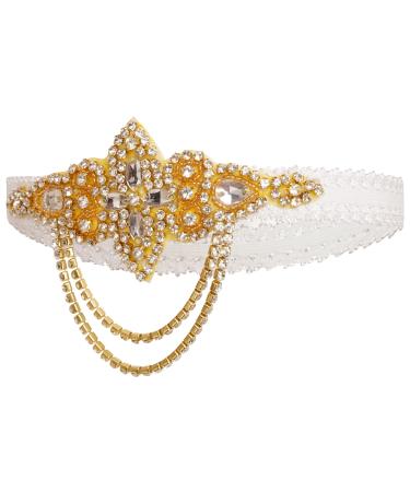 Ro Rox 1920s Ida Jeweled Headbands for Women Roaring 20s Crystal Headband for Vintage Parties Prom Weddings Everyday Life Boho Flapper Head Jewelry for Women Gold