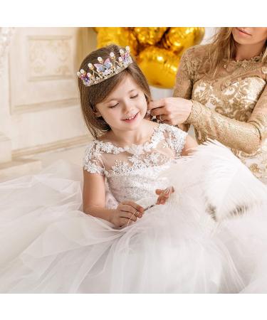 Lurrose Butterfly Princess Crown - Girls Birthday Tiara Headband for Prom Party - Buy Online on GoSupps.com