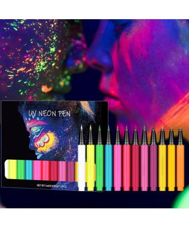 Glow Eye Liner 12 Colors High Pigmented Matte Colored Neon Eye Liners Pen | Waterproof Smudge-Proof Body Face Paint Makeup For Christmas - Buy Online on GoSupps.com