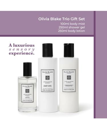 Olivia Blake Lime Blossom & Basil Trio Gift Set 100 ml/3.38 fl oz Body Mist 250 ml/8.45 fl oz Shower Gel 250 ml/8.45 fl oz Body Lotion Luxurious Everyday Essentials for Women - Buy Online on GoSupps.com