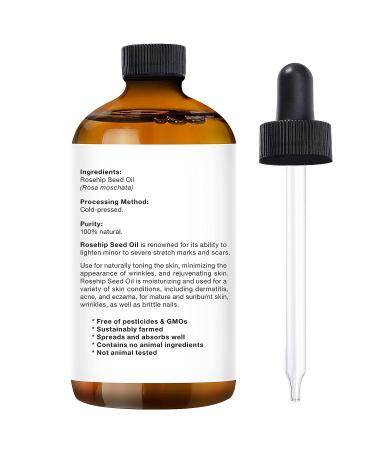 MAJESTIC PURE Rosehip Oil - 100% Pure & Natural Cold Pressed Premium Rose Hip Seed Oil for Face, Nails, Hair & Skin - 4 Fl Oz - Buy Online on GoSupps.com