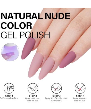 AILLSA Nude Pink Gel Nail Polish Set White Light Pink Mauve Gel Polish with Base and Top Coat Rose Pink Fall Winter Nail Polish Gel Neutral Soak Off U V Starter Kit Gifts French Nail Manicure Salon A7-pink Purple - Buy Online on GoSupps.com