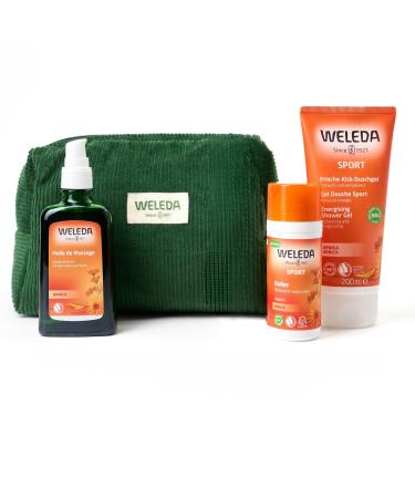 WELEDA - SPORTS HYGIENE CARE KIT: Arnica Roller + Arnica Massage Oil + Arnica Sports Shower Gel - Sports preparation and recovery - NATRUE* - Vegan*** -75+100+200 ml
