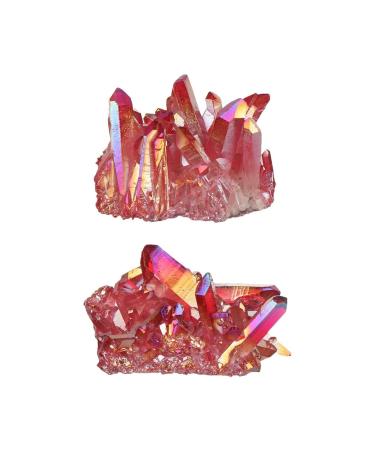 Gemstones and Crystals Colourful Aura Quartz Crystal Cluster Lucky Charm Natural Specimen Reiki Stone Electroplating Coated Natural Stone ERTEYIN