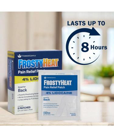 TenderGentle Four Percent Lidocaine Patches - 5 Back Pain Relief Patches with 4% Lidocaine for Aches Muscle and Joint Discomfort - 3.9" x 5.5" Back Shoulder and Neck Pain Patch - Buy Online on GoSupps.com