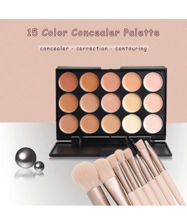 Wishesmar Concealer Palette | 15 Shades Color Corrector & Camouflage Concealer with 8 Makeup Brushes - Perfect for Daily & Professional Use - Buy Online on GoSupps.com