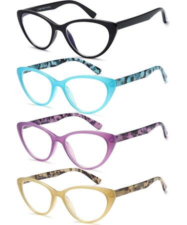 Buy EYEURL Cat Eye Blue Light Blocking Reading Glasses for Women - Pack of 4 Stylish 2.50 Magnification Computer Glasses with UV Protection - Buy Online on GoSupps.com