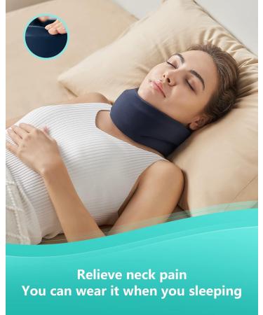 Neck Brace for Neck Pain and Support - Soft Foam Cervical Collar for Sleeping - Wraps Keep Vertebrae Stable and Aligned for Relief of Cervical Spine Pressure for Women & Men (Dark Blue-M) M Dark Blue - Buy Online on GoSupps.com