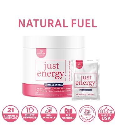 Just Energy Drink Powder Refreshing Strawberry Mango Energy Drink Mix with 21 Energy-Boosting Ingredients Includes B Vitamins Choline Zinc Chromium and Inositol 30 Servings Strawberry Mango 8.8 Ounce (Pack of 1) - Buy Online on GoSupps.com