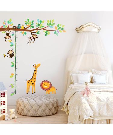 DECOWALL DW-1402 Little Monkeys Tree and Animals Height Chart Kids Wall Stickers Wall Decals Peel and Stick Removable Wall Stickers for Kids Nursery Bedroom Living Room Animal Height Chart - Buy Online on GoSupps.com