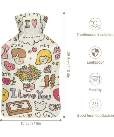 Cartoon Hot Water Bottle with Plush Cover - Hand Warmer for Adults & Kids | 26.5x15.3cm - International Shipping - Buy Online on GoSupps.com