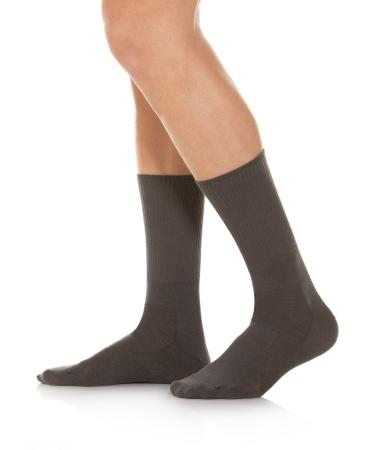RELAXSAN 550 Diabetic Crew Socks for Men Women Seamless Socks Non Binding for Sensitive Feet Cotton and Silver 6 Anthracite