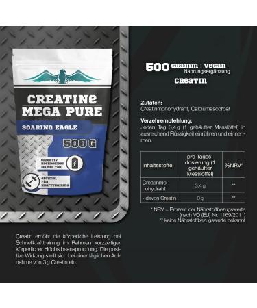 Creatin Megapure 500g - High-Dosed Vegan Creatine Monohydrate Powder | 3.4G Per Serving No Additives International Shipping - Buy Online on GoSupps.com