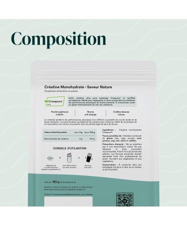 NOVOMA Creapure Creatine Monohydrate 100% Ultra Pure Creatine Performance and Muscle Strength Natural Flavor 60 Servings 180 g Bag Made in France - Buy Online on GoSupps.com