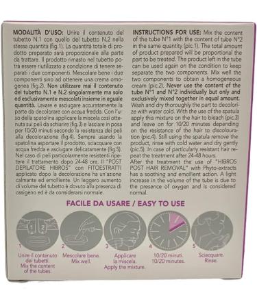 Hibros -Crem 60 ml - Bleaching and lightening cream for body and face hair - Fast acting without ammonia - New formula - Made in Italy - Buy Online on GoSupps.com