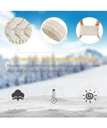 Winter Headband for Women | Wool Cable Knit Ear Warmer Hair Wrap - Beige - Buy Online on GoSupps.com