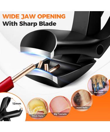 DRMODE Angled Head Nail Clippers for Thick Nails - Premium Steel Toe Nail Cutter with Wide Opening for Men, Seniors, Women - Black - Buy Online on GoSupps.com