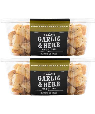Schwartz Brothers Bakery Garlic & Herb Organic Croutons - 5oz Container (Pack of 2) - Buy Online on GoSupps.com