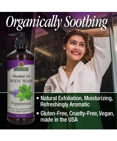 Nature's Answer Peppermint Essential Oil Body Wash - 16oz Pump for Sensitive Skin, Natural Exfoliation - Buy Online on GoSupps.com
