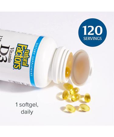 Natural Factors Vitamin D3 125 mcg (5000 IU) â€“ Boost Immunity & Bone Health | 120 Softgels - Buy Online on GoSupps.com