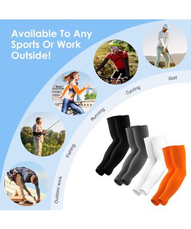 Feugoant Compression Arm Cups for Men & Women - UV Protection Cooling Sports Sleeves (4 Pairs) - Black White Gray Orange - Laundry Bag Included - Buy Online on GoSupps.com