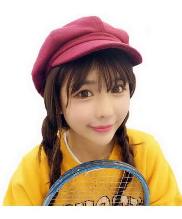 Wine Red Women's Vintage Newsboy Cabbie Peaked Beret Cap - Baker Boy Visor Hat - Buy Online on GoSupps.com