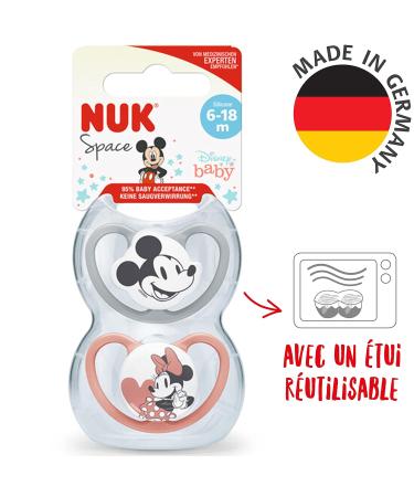 Buy Nuk Sucker Space 6-18 Months | BPA-Free Silicone | Disney Mickey & Minnie Mouse | 2-Pack with Extra Ventilation | International Shipping - Buy Online on GoSupps.com