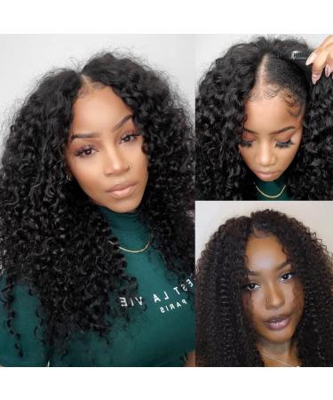 V SHOW 24 Inch Deep Wave V Part Wig Human Hair No Leave Out Brazilian Glueless Curly Wave Upgrade U Part Wigs for Women Human Hair 150% Density Natural Black Color 24 Inch (Pack of 1) v-part deep wave