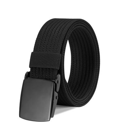 WERFORU Men's Nylon Belt, Military Tactical Belts Breathable Webbing Canvas Belt with Metal Buckle A-black Fit Pants Size below 40"