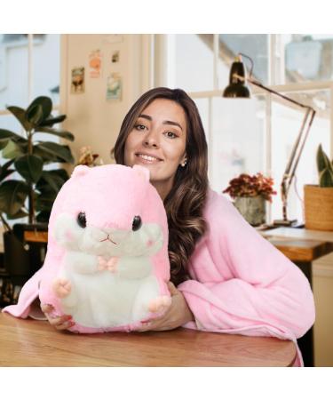 MUZIRI KINOKOO Cute Hamster Plush Pillow Blanket - Pink | Soft Toy Blanket for TV, Sofa, Office | Stuffed Throw Pillow | Folding Nap Blanket - Buy Online on GoSupps.com
