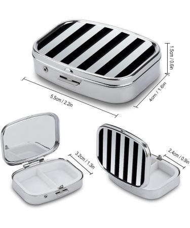 Portable Black and White Striped Pill Box | 2 Compartment Medicine Organizer for Pocket & Purse - Stylish & Decorative - Buy Online on GoSupps.com