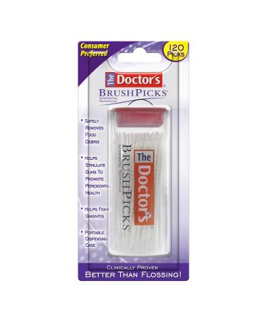 The Doctor's BrushPicks Interdental Brushes and Dental Pick 2-in-1 Plaque Remover for Teeth 120 Toothpicks 1 Pack White 120 Count (Pack of 1)