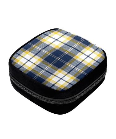 GIAPB Period Bag Sanitary Napkin Storage Bag Pad Holder for Period Makeup Pouch Blue and Yellow Plaid Color1806